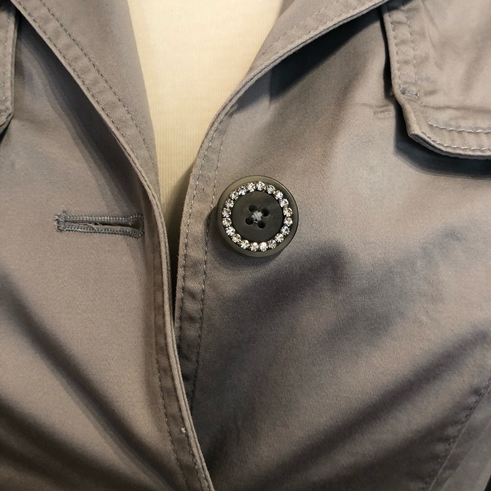 Sateen Grey Jacket w Rhinestone Buttons - Picture 2 of 8